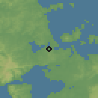 Shaded relief of the 54 km around Auckland, drawn from the GMTED2010 grid