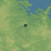 Shaded relief of the 55 km around Kawakawa, drawn from the GMTED2010 grid
