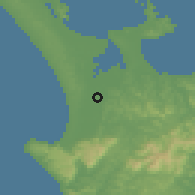 Shaded relief of the 55 km around Awanui, drawn from the GMTED2010 grid