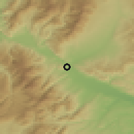 Shaded relief of the 52 km around Kurow, drawn from the GMTED2010 grid