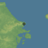 Shaded relief of the 54 km around Leigh, drawn from the GMTED2010 grid