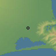 Shaded relief of the 52 km around Lincoln, drawn from the GMTED2010 grid