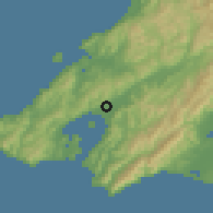 Shaded relief of the 53 km around Lower Hutt, drawn from the GMTED2010 grid