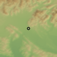 Shaded relief of the 51 km around Lumsden, drawn from the GMTED2010 grid