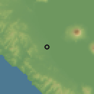 Shaded relief of the 60 km around San Jorge, drawn from the GMTED2010 grid