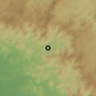 Shaded relief of the 60 km around San Juan de Limay, drawn from the GMTED2010 grid