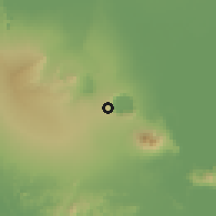 Shaded relief of the 60 km around Catarina, drawn from the GMTED2010 grid