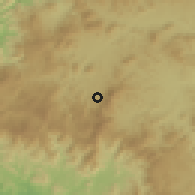 Shaded relief of the 60 km around San Lucas, drawn from the GMTED2010 grid