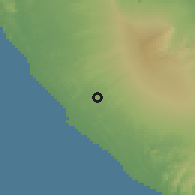 Shaded relief of the 60 km around San Rafael del Sur, drawn from the GMTED2010 grid