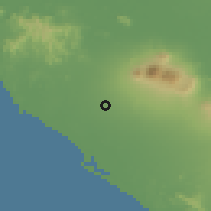 Shaded relief of the 60 km around Chinandega, drawn from the GMTED2010 grid