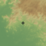Shaded relief of the 60 km around Santo Tomás, drawn from the GMTED2010 grid