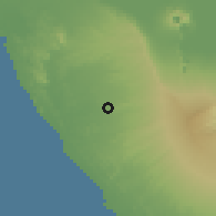 Shaded relief of the 60 km around Villa El Carmen, drawn from the GMTED2010 grid
