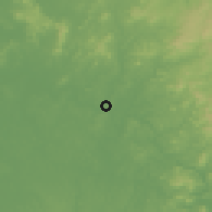 Shaded relief of the 60 km around El Castillo, drawn from the GMTED2010 grid