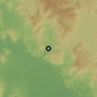 Shaded relief of the 60 km around El Jicaral, drawn from the GMTED2010 grid