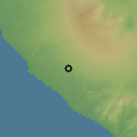 Shaded relief of the 60 km around El Rosario, drawn from the GMTED2010 grid