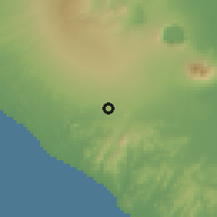 Shaded relief of the 60 km around La Conquista, drawn from the GMTED2010 grid