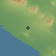 Shaded relief of the 60 km around León, drawn from the GMTED2010 grid