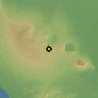 Shaded relief of the 60 km around Masatepe, drawn from the GMTED2010 grid