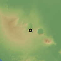 Shaded relief of the 60 km around Nandasmo, drawn from the GMTED2010 grid