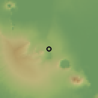 Shaded relief of the 60 km around Nindirí, drawn from the GMTED2010 grid
