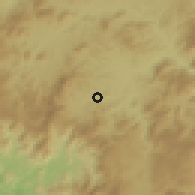 Shaded relief of the 60 km around Pueblo Nuevo, drawn from the GMTED2010 grid