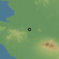 Shaded relief of the 60 km around Puerto Morazán, drawn from the GMTED2010 grid
