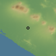 Shaded relief of the 60 km around Quezalguaque, drawn from the GMTED2010 grid