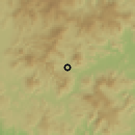 Shaded relief of the 60 km around San Dionisio, drawn from the GMTED2010 grid