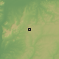 Shaded relief of the 60 km around Abocho, drawn from the GMTED2010 grid