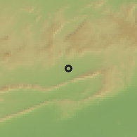 Shaded relief of the 60 km around Bambam, drawn from the GMTED2010 grid