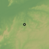 Shaded relief of the 60 km around Dekina, drawn from the GMTED2010 grid
