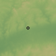 Shaded relief of the 60 km around Afuje, drawn from the GMTED2010 grid