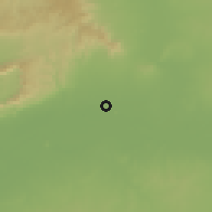 Shaded relief of the 60 km around Giwano, drawn from the GMTED2010 grid