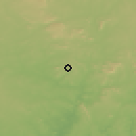 Shaded relief of the 60 km around Idoani, drawn from the GMTED2010 grid