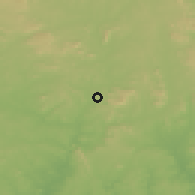 Shaded relief of the 60 km around Idogun, drawn from the GMTED2010 grid