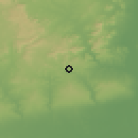 Shaded relief of the 60 km around Imakebu, drawn from the GMTED2010 grid