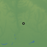 Shaded relief of the 60 km around Isaga, drawn from the GMTED2010 grid