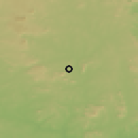 Shaded relief of the 60 km around Ishua, drawn from the GMTED2010 grid
