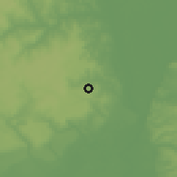 Shaded relief of the 60 km around Issele Asaba, drawn from the GMTED2010 grid