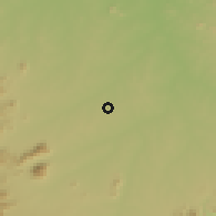 Shaded relief of the 60 km around Jada, drawn from the GMTED2010 grid