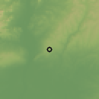 Shaded relief of the 60 km around Ajaka, drawn from the GMTED2010 grid