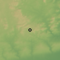 Shaded relief of the 60 km around Kominio, drawn from the GMTED2010 grid