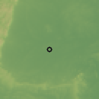 Shaded relief of the 60 km around Aka Eze, drawn from the GMTED2010 grid