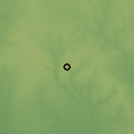 Shaded relief of the 60 km around Meko, drawn from the GMTED2010 grid