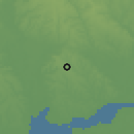 Shaded relief of the 60 km around Mosim, drawn from the GMTED2010 grid