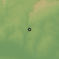 Shaded relief of the 60 km around Obe, drawn from the GMTED2010 grid