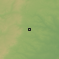 Shaded relief of the 60 km around Obokolo, drawn from the GMTED2010 grid