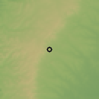 Shaded relief of the 60 km around Obolo, drawn from the GMTED2010 grid