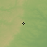 Shaded relief of the 60 km around Obu, drawn from the GMTED2010 grid