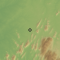 Shaded relief of the 60 km around Obudu, drawn from the GMTED2010 grid